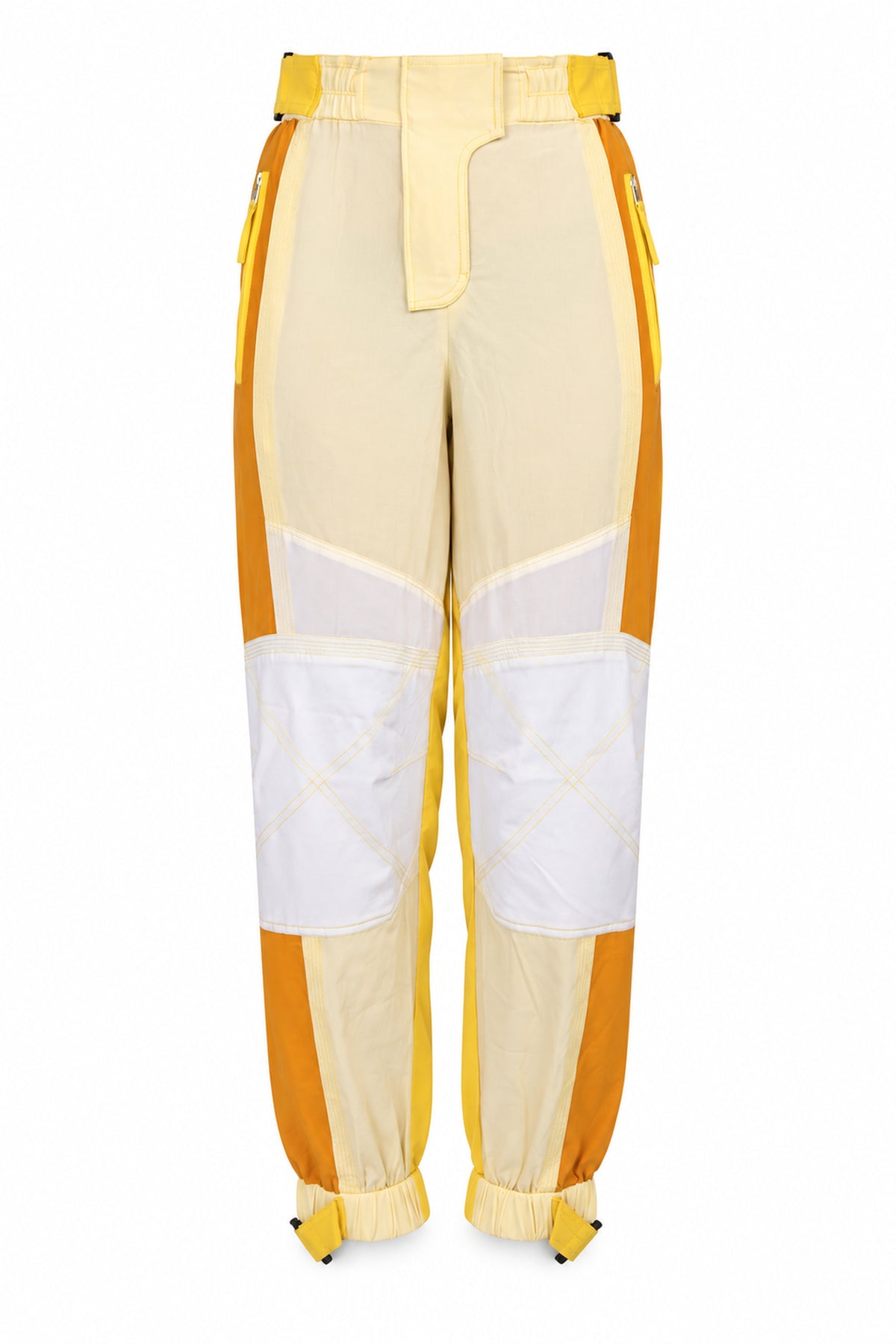 Stella McCartney Yellow Colour-Block Silk Cargo Trousers