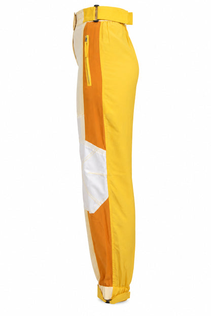 Stella McCartney Yellow Colour-Block Silk Cargo Trousers