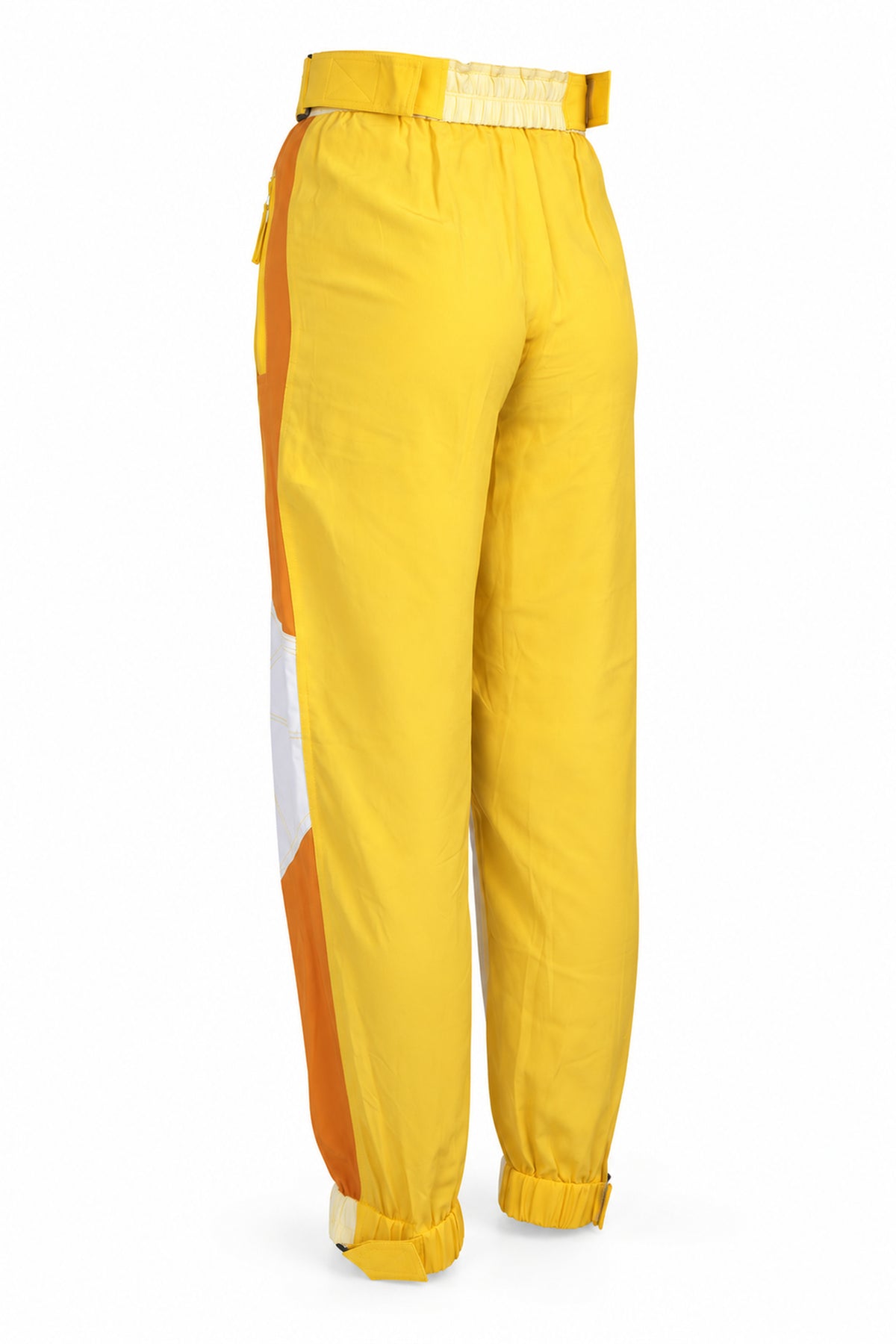 Stella McCartney Yellow Colour-Block Silk Cargo Trousers