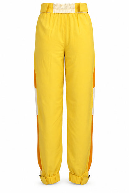 Stella McCartney Yellow Colour-Block Silk Cargo Trousers