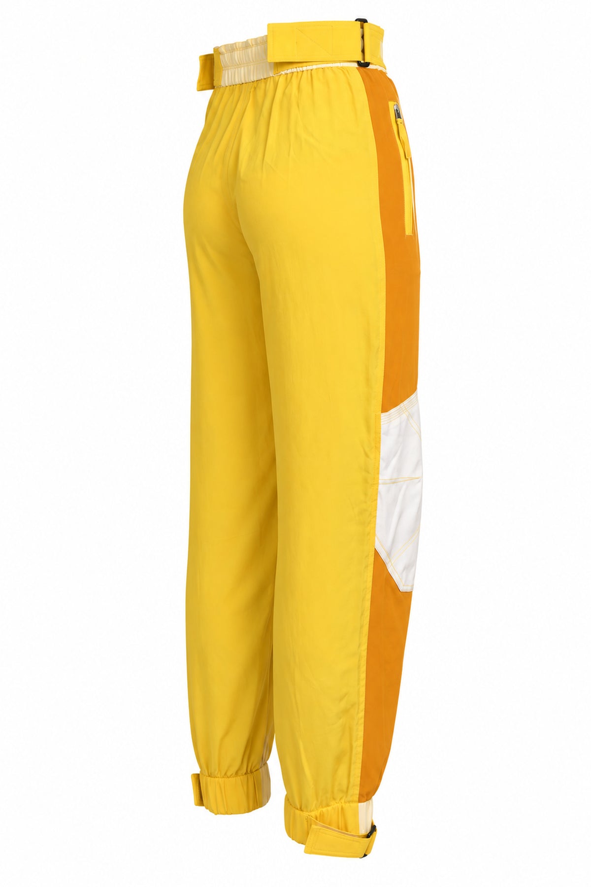 Stella McCartney Yellow Colour-Block Silk Cargo Trousers