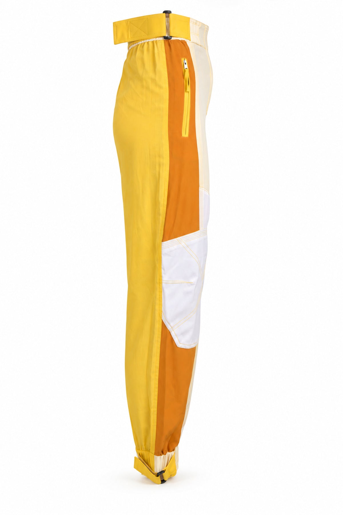 Stella McCartney Yellow Colour-Block Silk Cargo Trousers