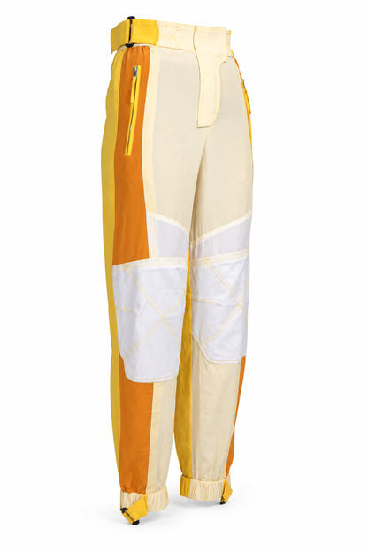Stella McCartney Yellow Colour-Block Silk Cargo Trousers