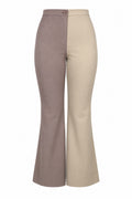 Tiny Two-Tone Taupe and Cream Flared Trousers