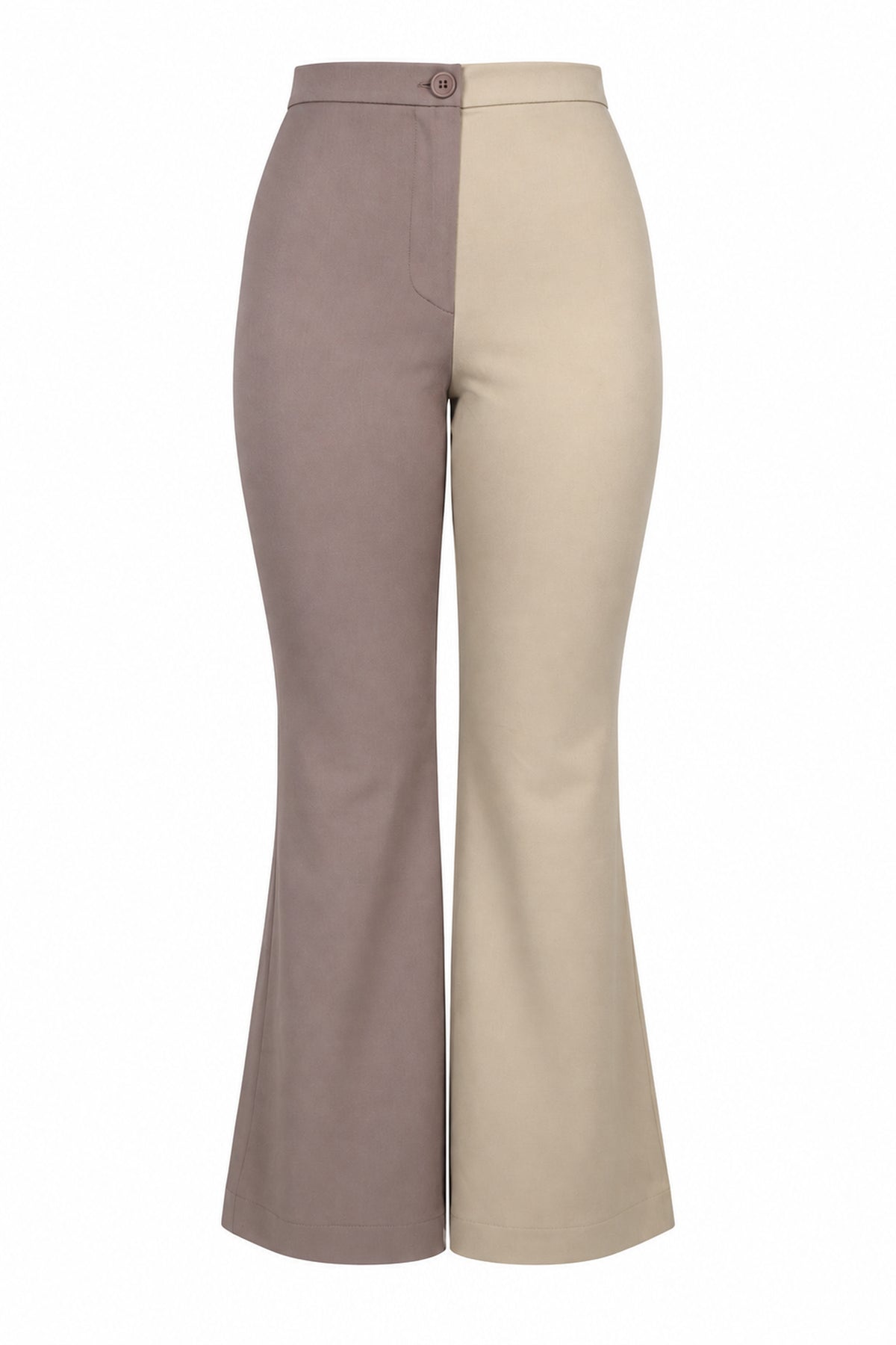 Tiny Two-Tone Taupe and Cream Flared Trousers