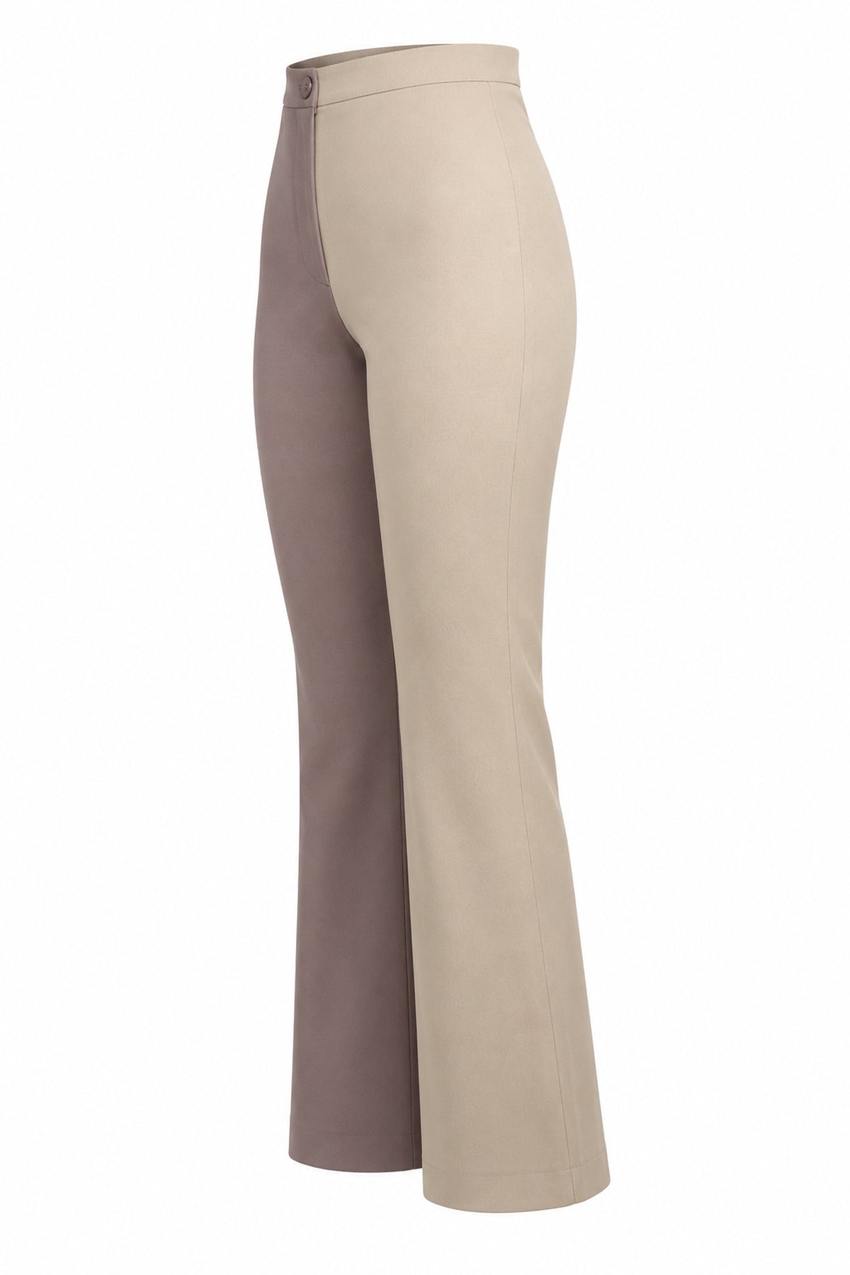 Tiny Two-Tone Taupe and Cream Flared Trousers