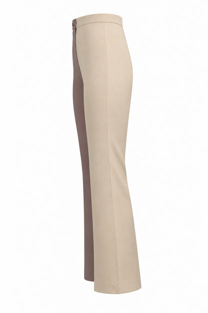 Tiny Two-Tone Taupe and Cream Flared Trousers