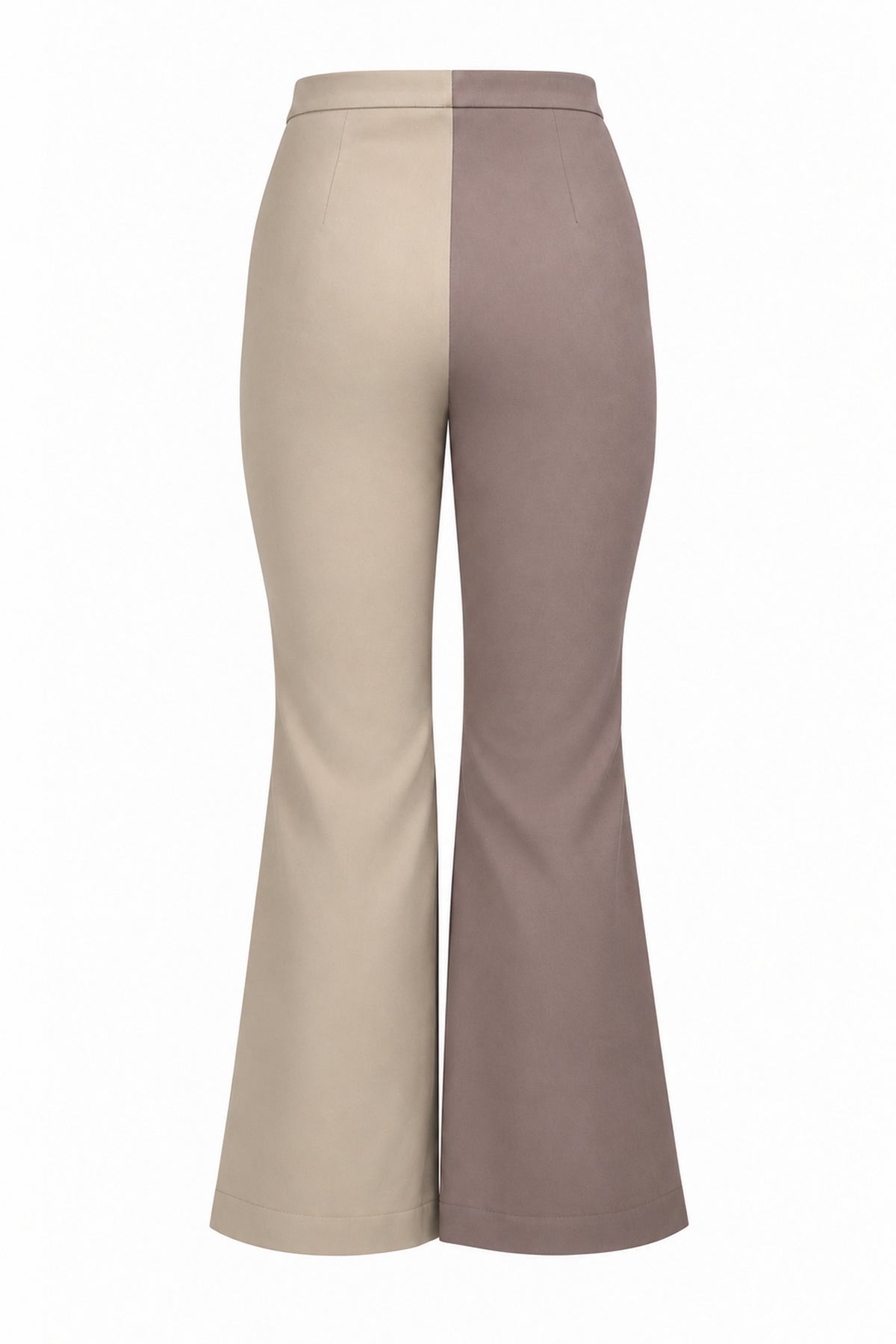 Tiny Two-Tone Taupe and Cream Flared Trousers