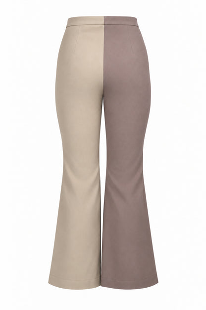 Tiny Two-Tone Taupe and Cream Flared Trousers