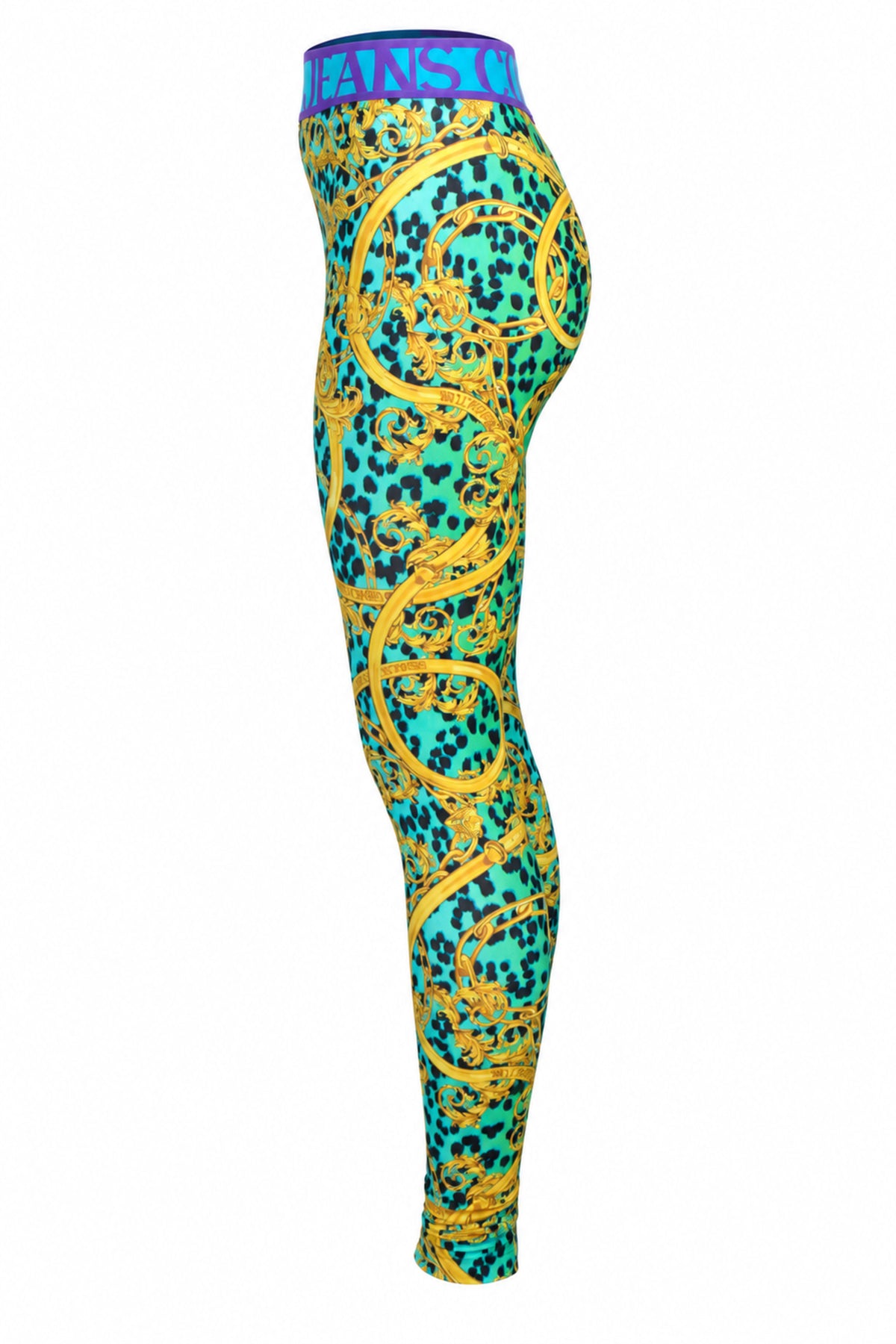 Versace Jeans Couture Turquoise Baroque Print Leggings