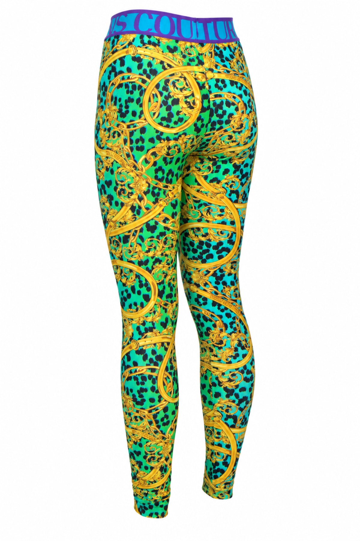 Versace Jeans Couture Turquoise Baroque Print Leggings
