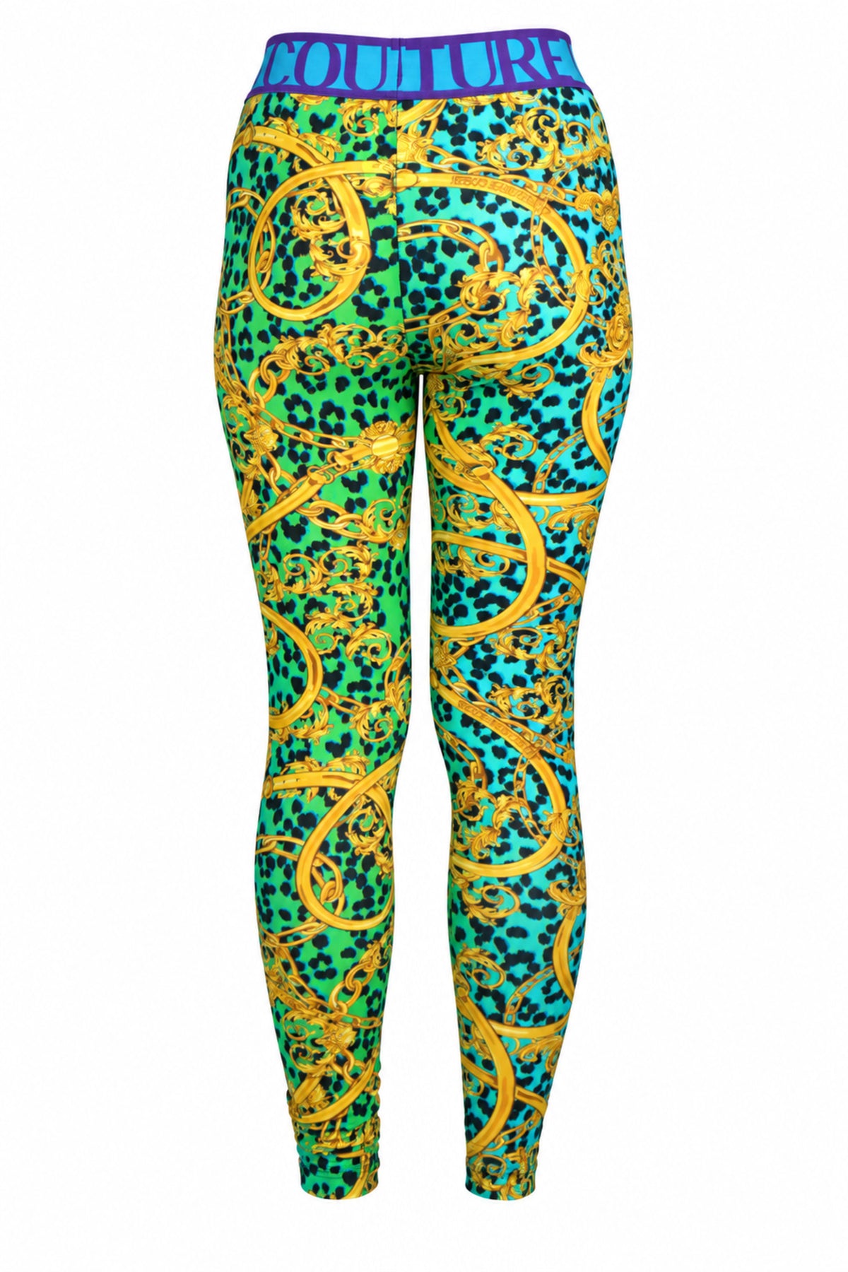 Versace Jeans Couture Turquoise Baroque Print Leggings
