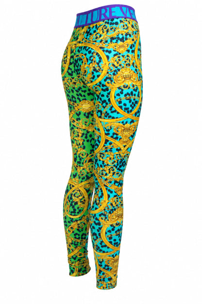 Versace Jeans Couture Turquoise Baroque Print Leggings