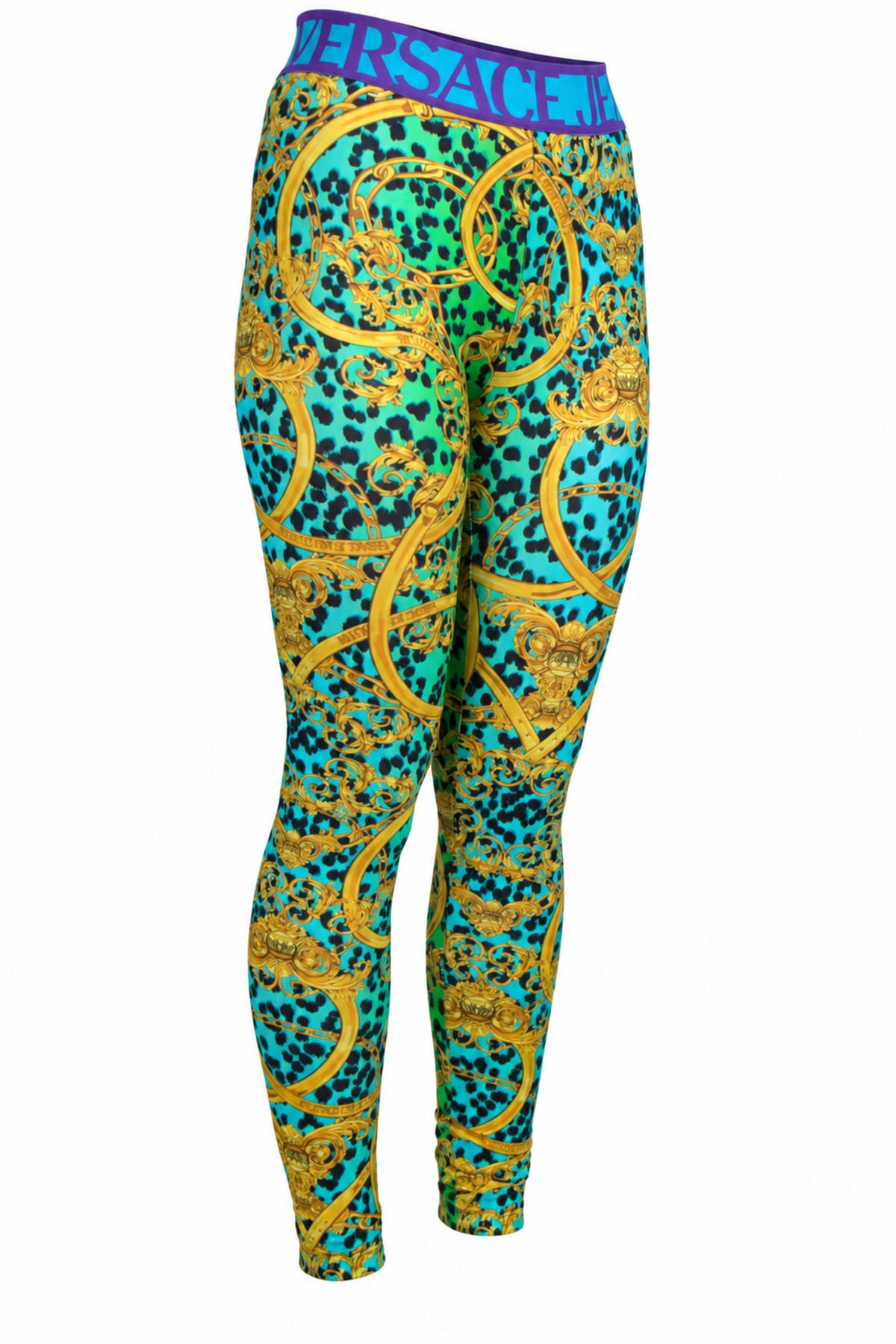 Versace Jeans Couture Turquoise Baroque Print Leggings