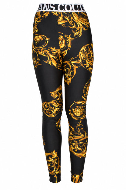 Versace Jeans Couture Black Gold Baroque Leggings