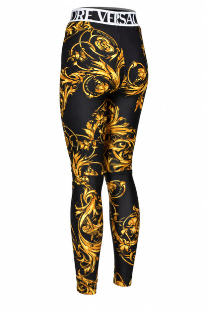 Versace Jeans Couture Black Gold Baroque Leggings