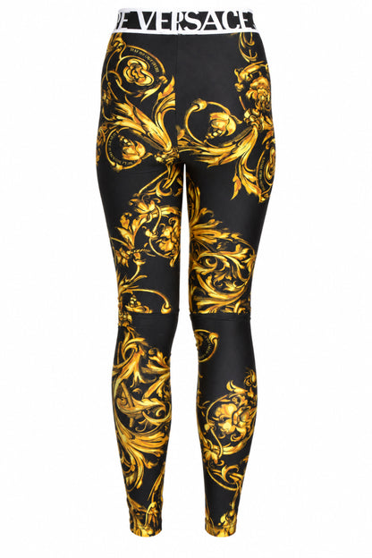 Versace Jeans Couture Black Gold Baroque Leggings