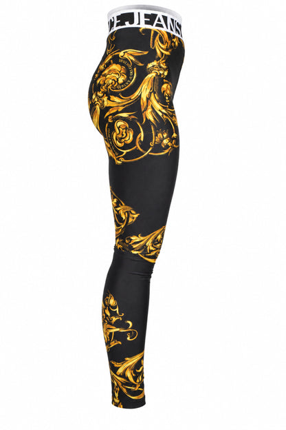 Versace Jeans Couture Black Gold Baroque Leggings