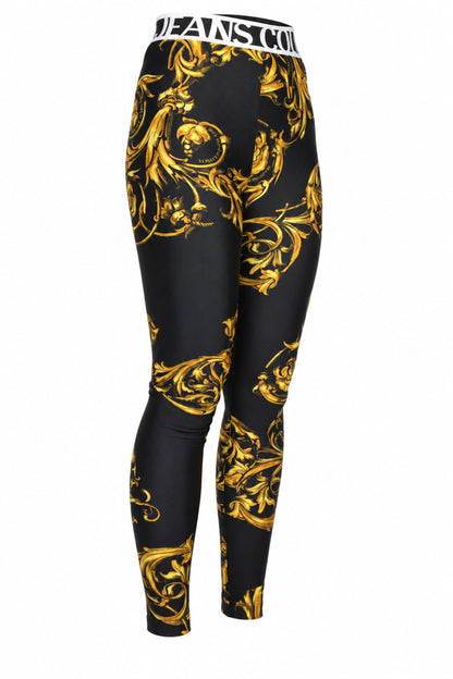 Versace Jeans Couture Black Gold Baroque Leggings