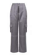 The Ragged Priest Grey Satin Cargo Trousers