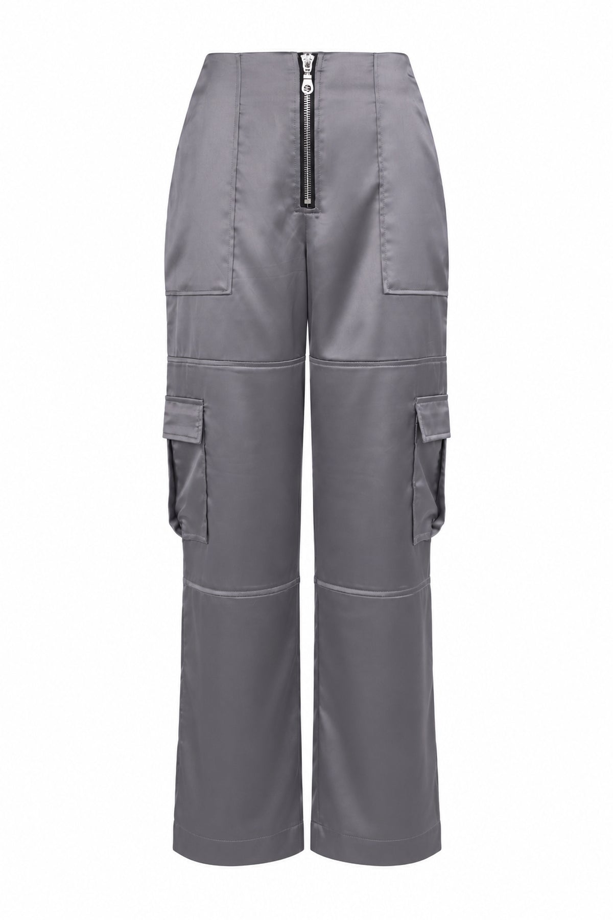 The Ragged Priest Grey Satin Cargo Trousers