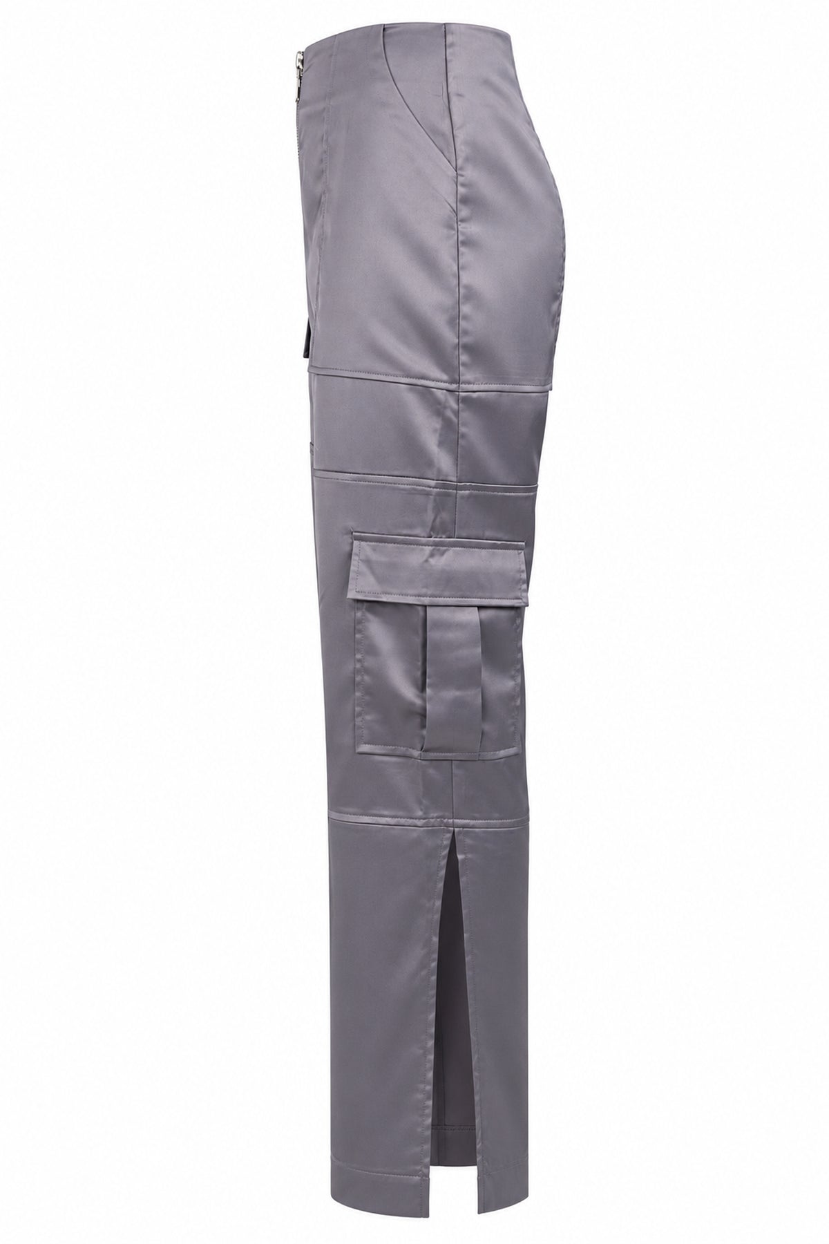 The Ragged Priest Grey Satin Cargo Trousers