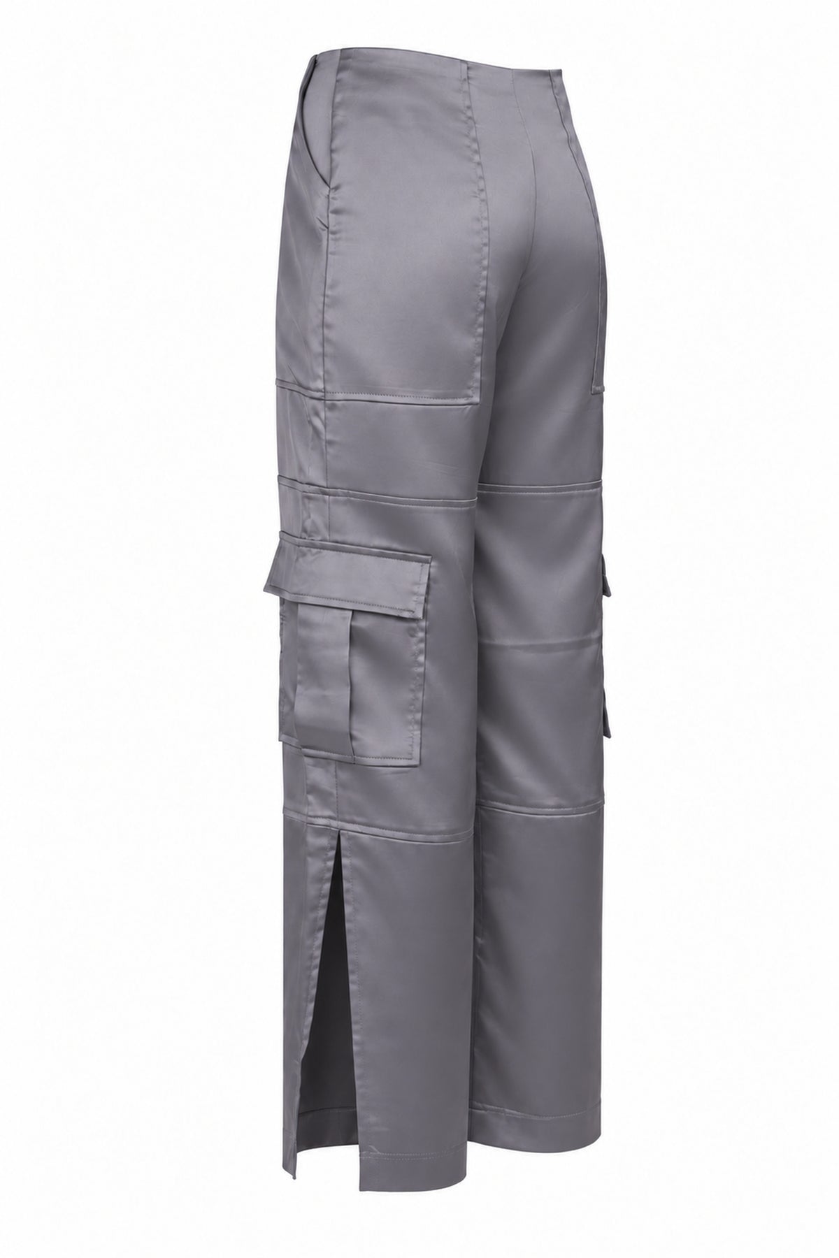 The Ragged Priest Grey Satin Cargo Trousers
