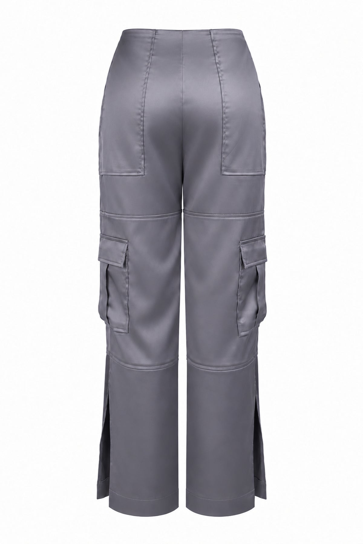 The Ragged Priest Grey Satin Cargo Trousers