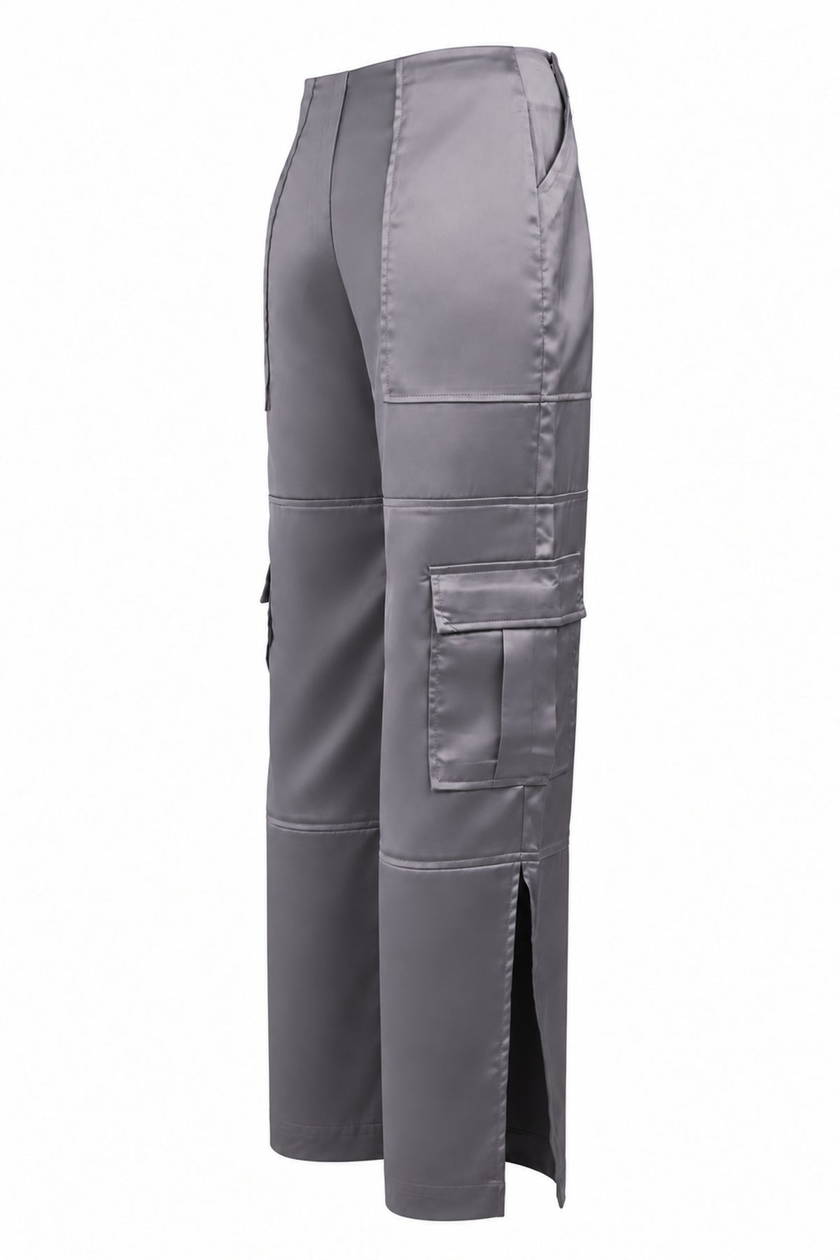 The Ragged Priest Grey Satin Cargo Trousers