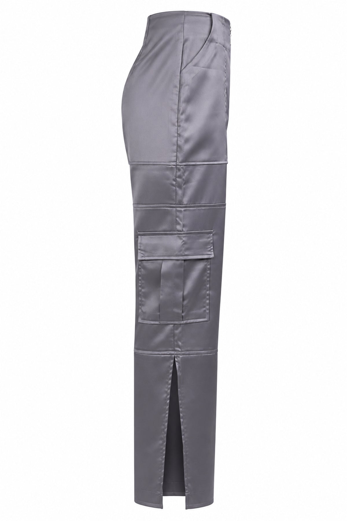 The Ragged Priest Grey Satin Cargo Trousers