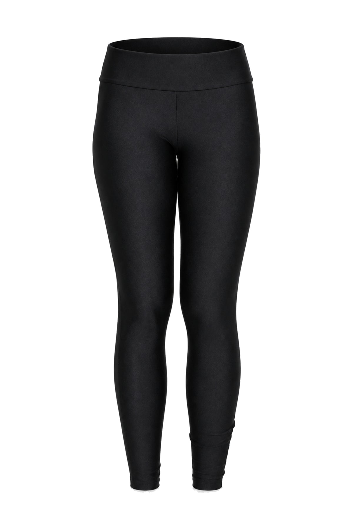 River Island Black Wet-Look Foldover Waist Leggings