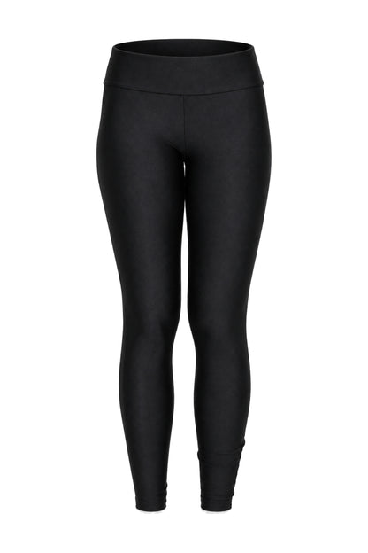 River Island Black Wet-Look Foldover Waist Leggings