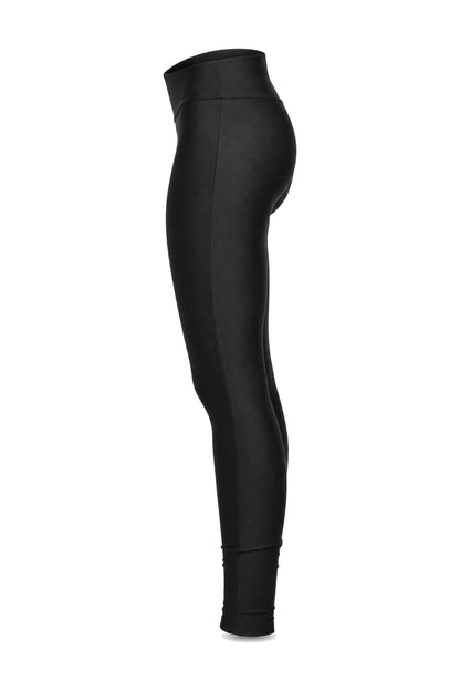 River Island Black Wet-Look Foldover Waist Leggings