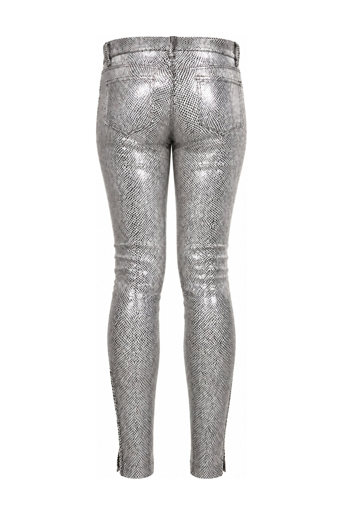 J Brand Silver Metallic Snake Print Leather Skinny Trousers