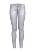Hudson Metallic Silver Grey Coated Skinny Jeans