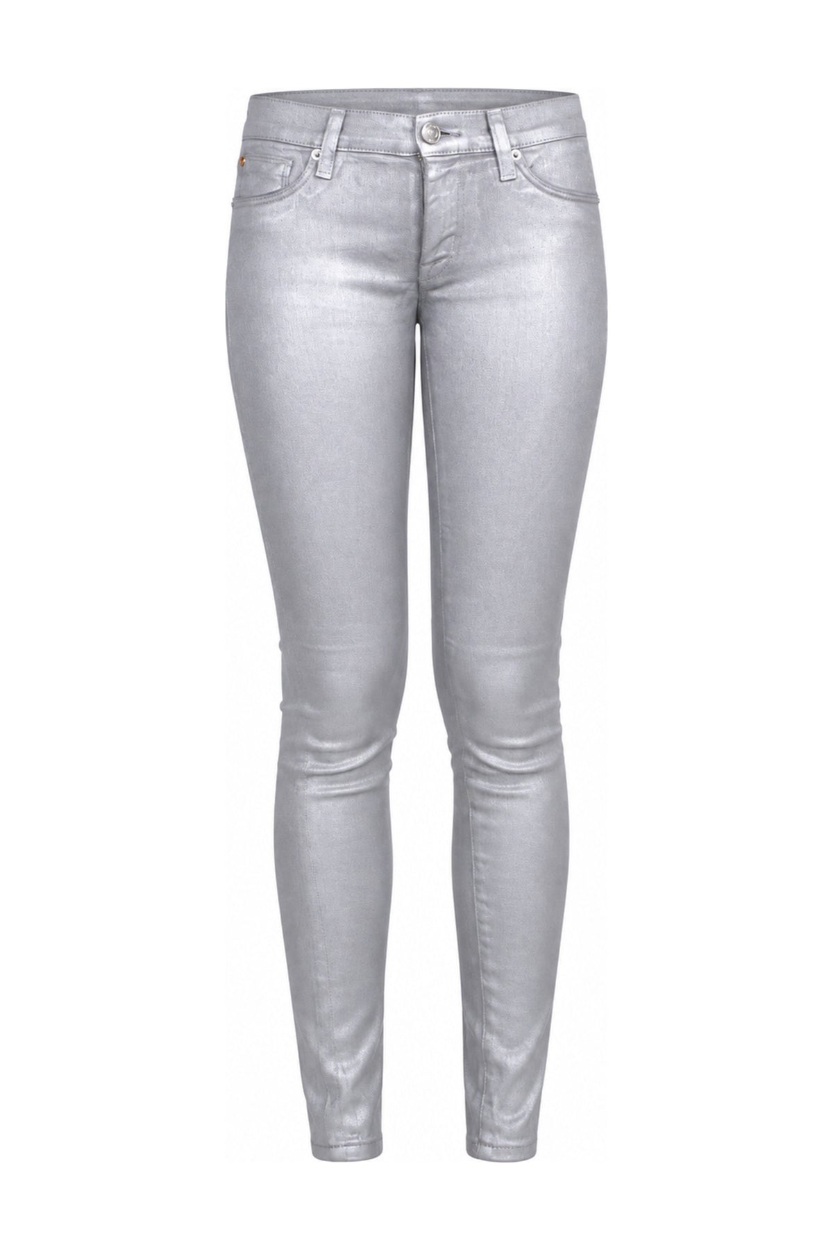 Hudson Metallic Silver Grey Coated Skinny Jeans