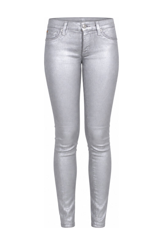 Hudson Metallic Silver Grey Coated Skinny Jeans