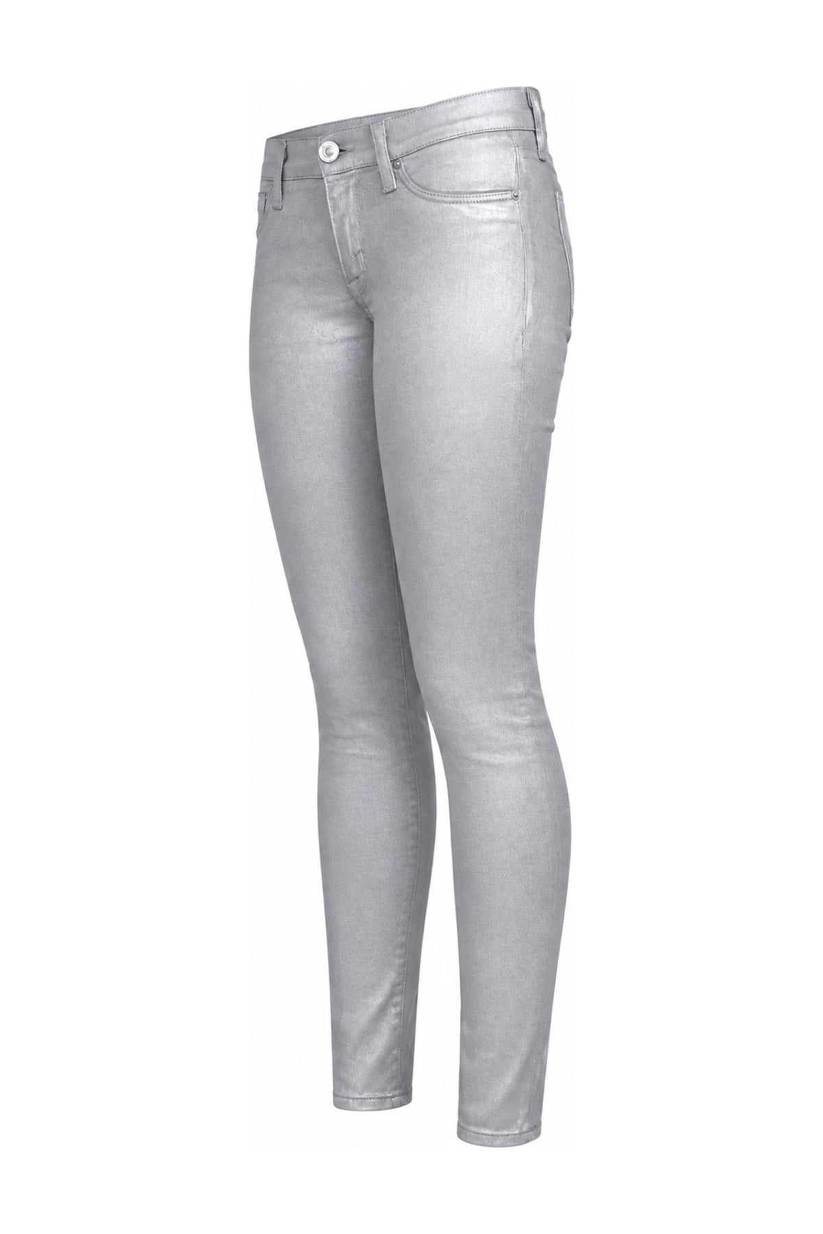 Hudson Metallic Silver Grey Coated Skinny Jeans