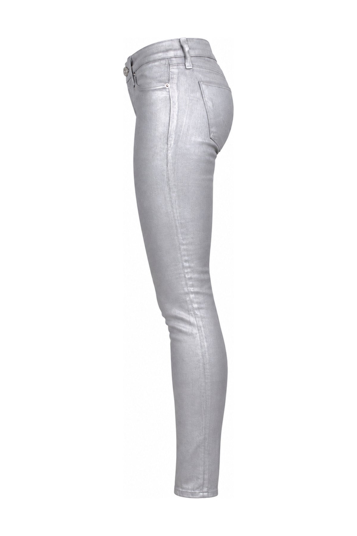Hudson Metallic Silver Grey Coated Skinny Jeans