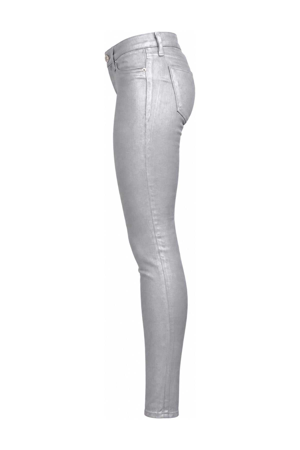 Hudson Metallic Silver Grey Coated Skinny Jeans