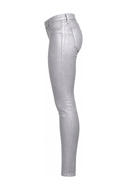 Hudson Metallic Silver Grey Coated Skinny Jeans