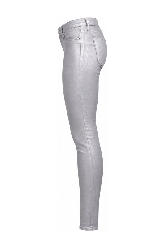 Hudson Metallic Silver Grey Coated Skinny Jeans