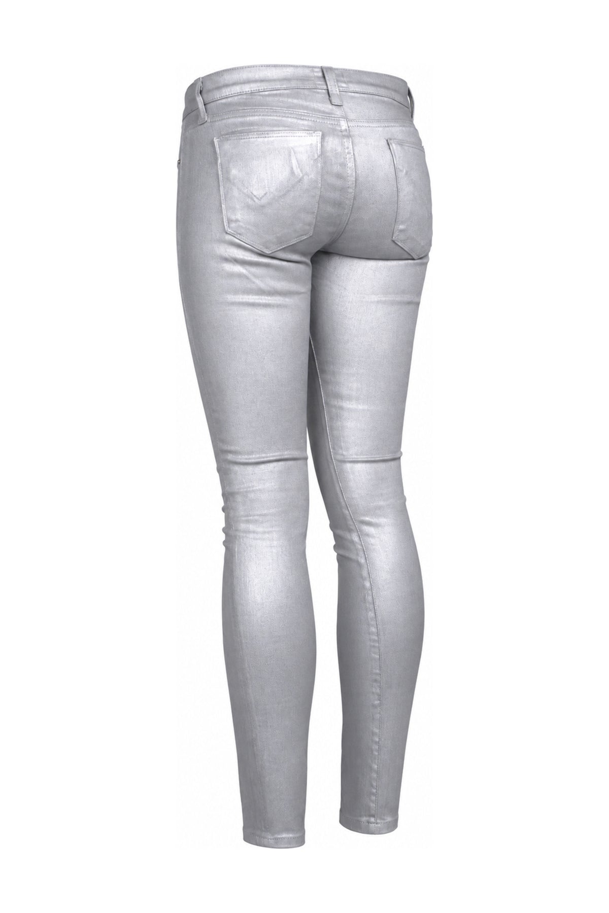 Hudson Metallic Silver Grey Coated Skinny Jeans