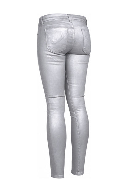 Hudson Metallic Silver Grey Coated Skinny Jeans