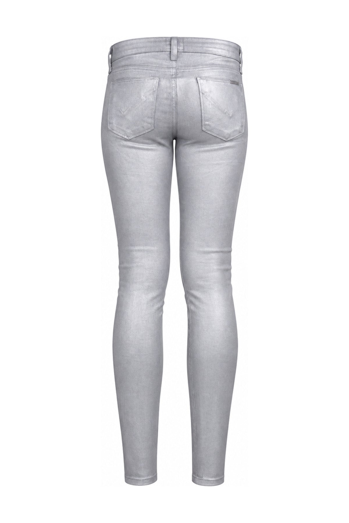 Hudson Metallic Silver Grey Coated Skinny Jeans
