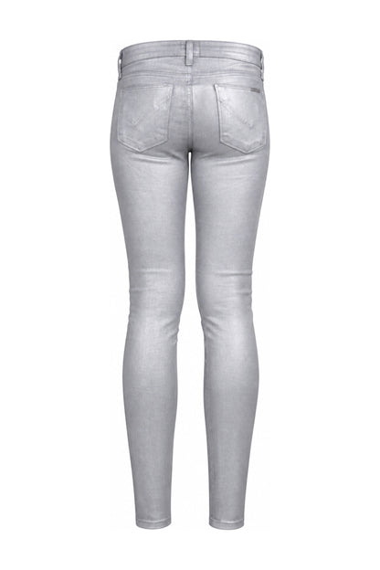 Hudson Metallic Silver Grey Coated Skinny Jeans