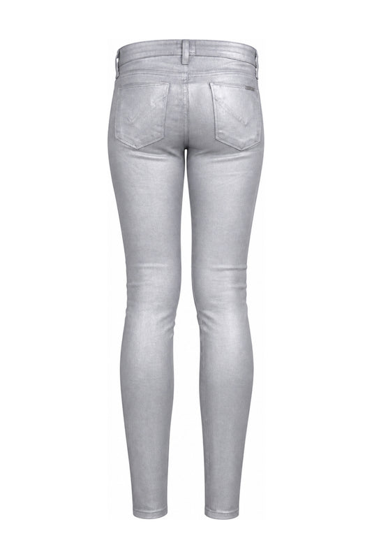 Hudson Metallic Silver Grey Coated Skinny Jeans