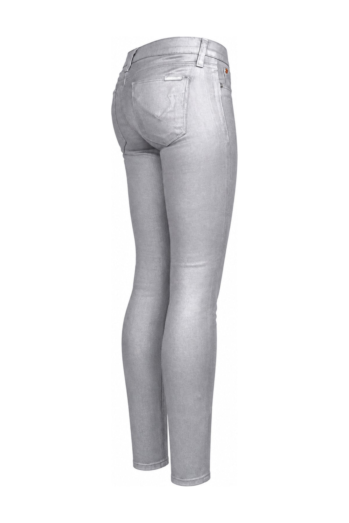 Hudson Metallic Silver Grey Coated Skinny Jeans