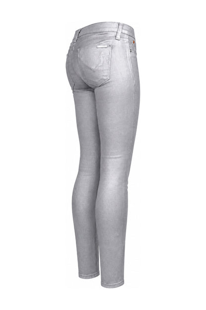Hudson Metallic Silver Grey Coated Skinny Jeans