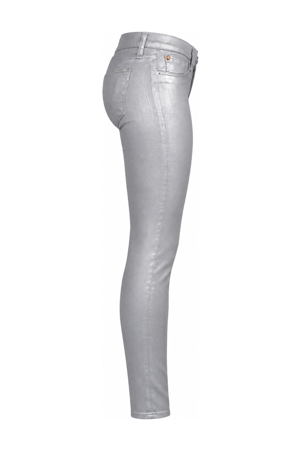 Hudson Metallic Silver Grey Coated Skinny Jeans